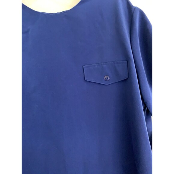 Maggie Sweet Blouse Top Size L Large Blue Short Sleeve Pocket USA - Picture 2 of 13